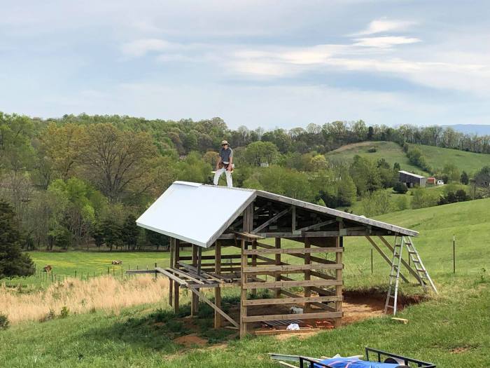 Working on the Mini Barn Roof.